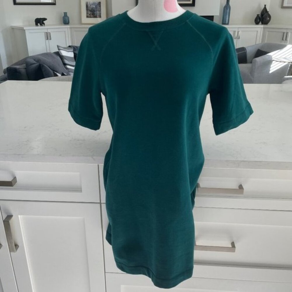 PGD Fleece Crew Neck S Slv Cotton Poly Blend Sweatshirt Mini Dress Green Sz XXS